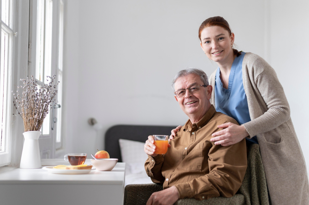 A Professional Nurse Cares a Aged Man - SafeLane Healthcare